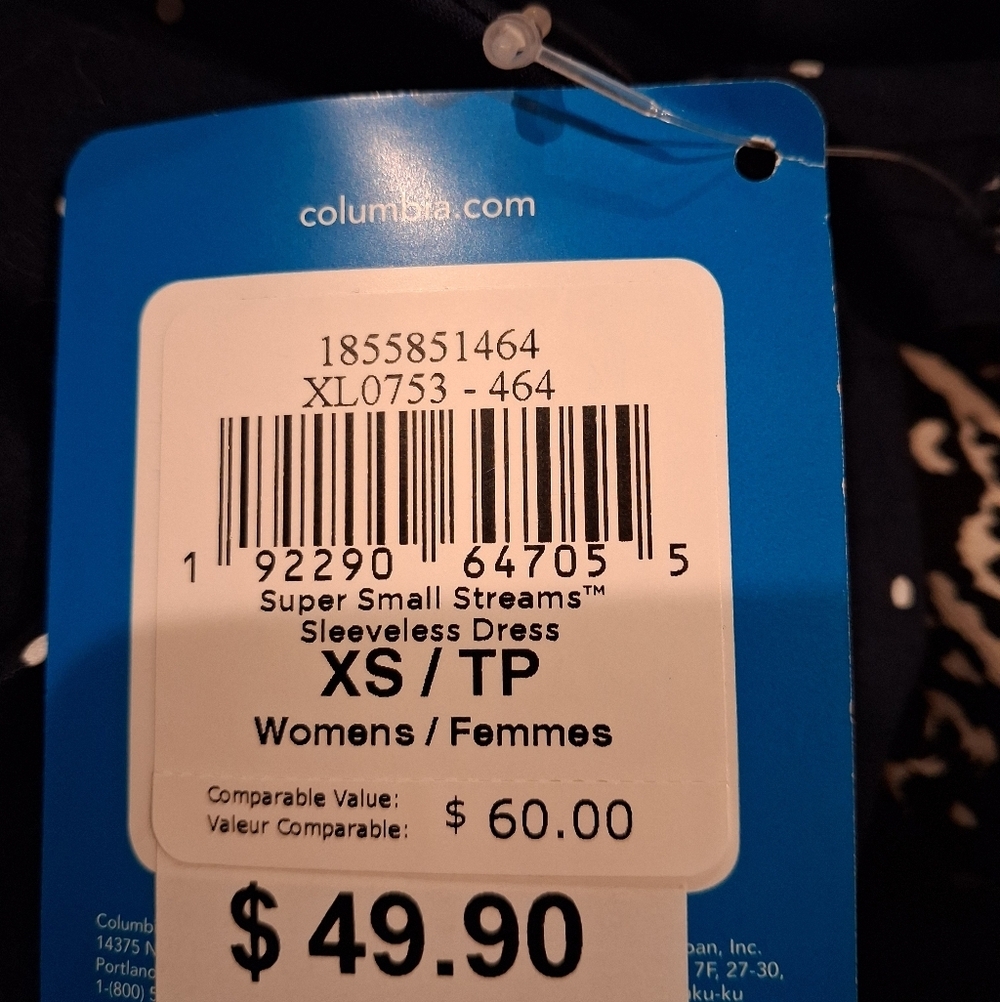 New Columbia Size Xs Navy W/polka Dots Button Up Shirt Dress - Picture 5 of 6